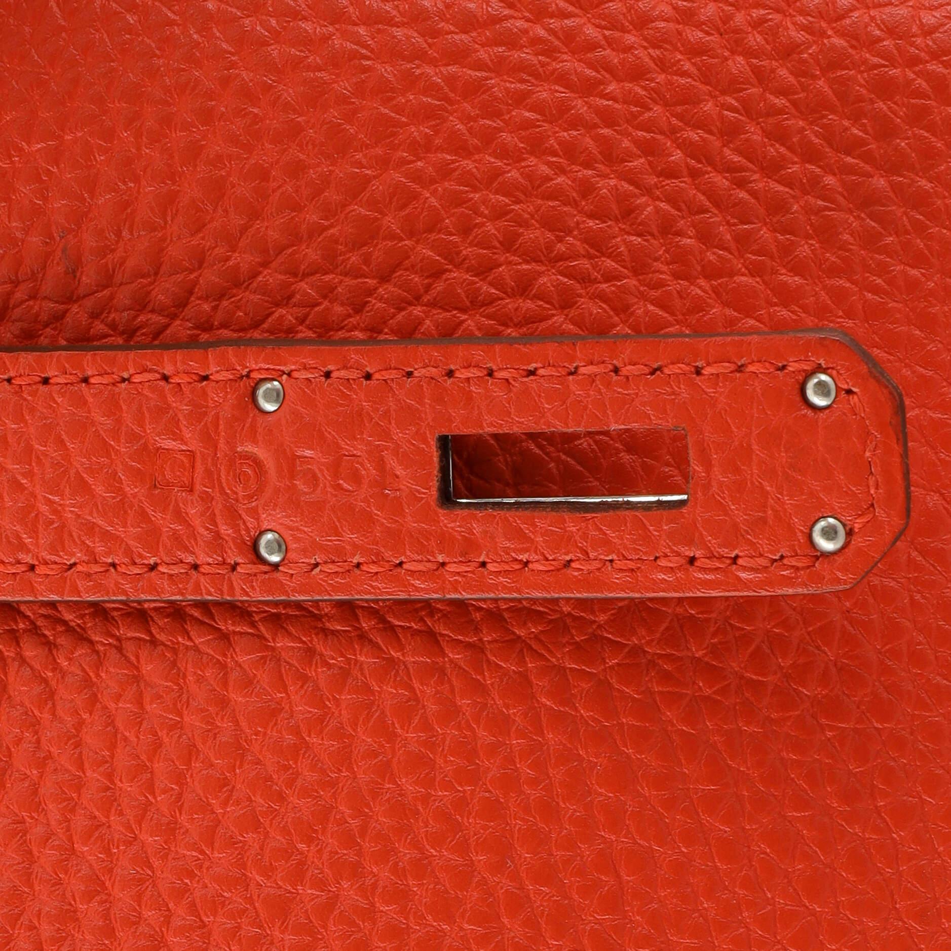 Hermes Kelly Handbag Capucine Togo with Palladium Hardware 35 For Sale 10