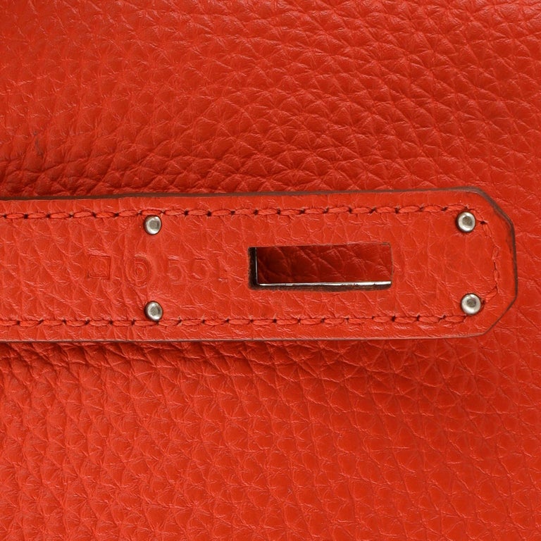 At Auction: Hermes Kelly Handbag Capucine Togo with Palladium Hardware 35  Red