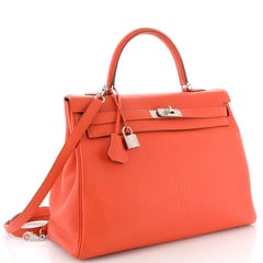 Hermes Kelly Handbag Capucine Togo with Palladium Hardware 35