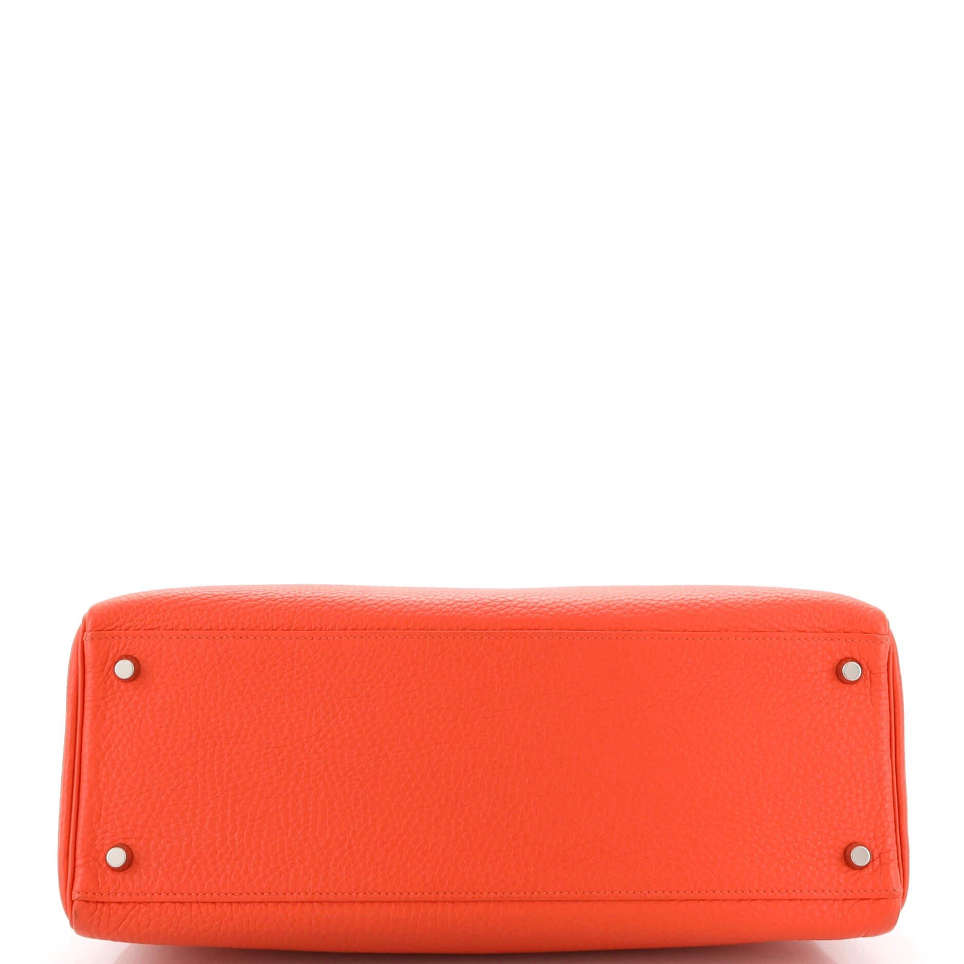 Women's or Men's Hermes Kelly Handbag Capucine Togo with Palladium Hardware 35 For Sale