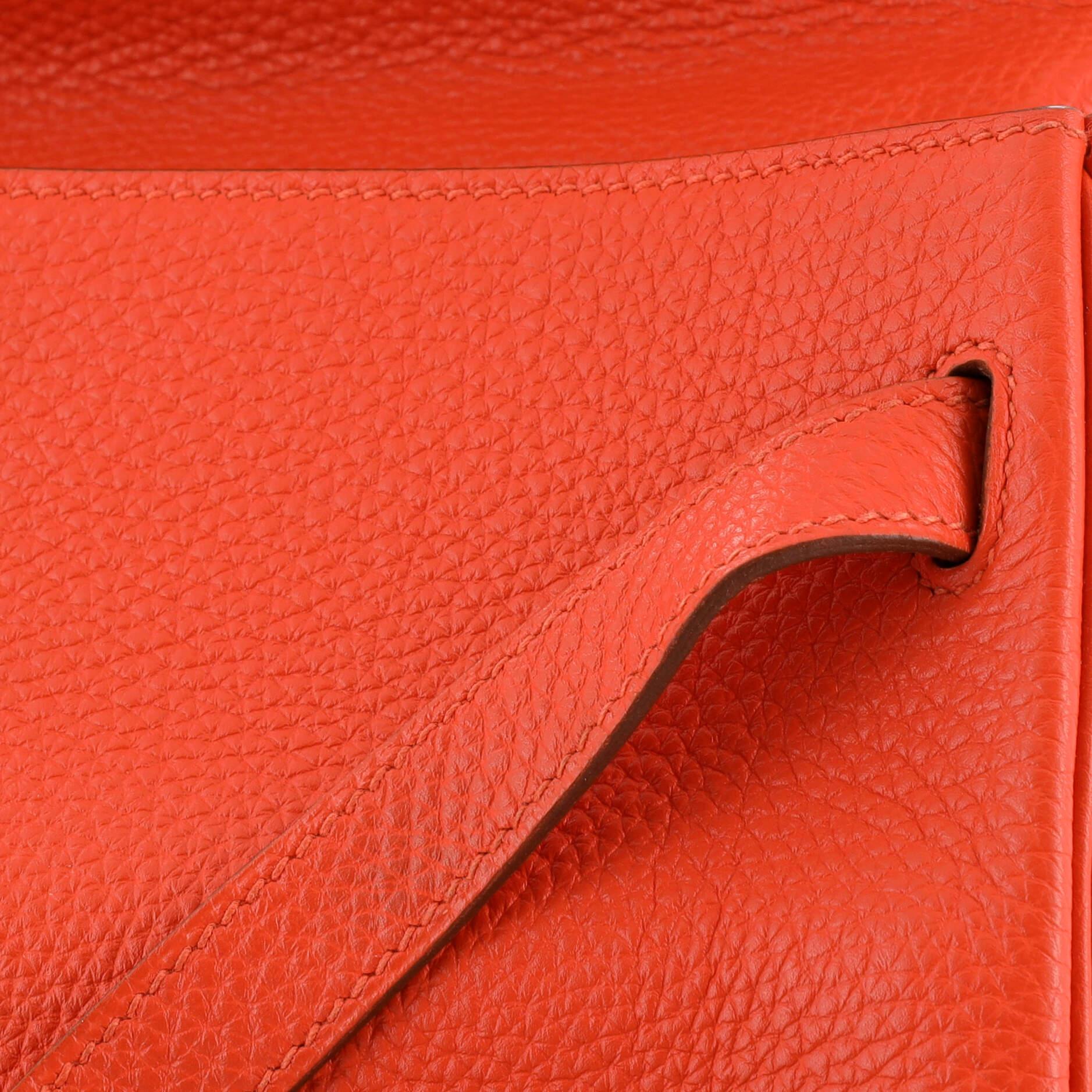 Hermes Kelly Handbag Capucine Togo with Palladium Hardware 35 For Sale 5
