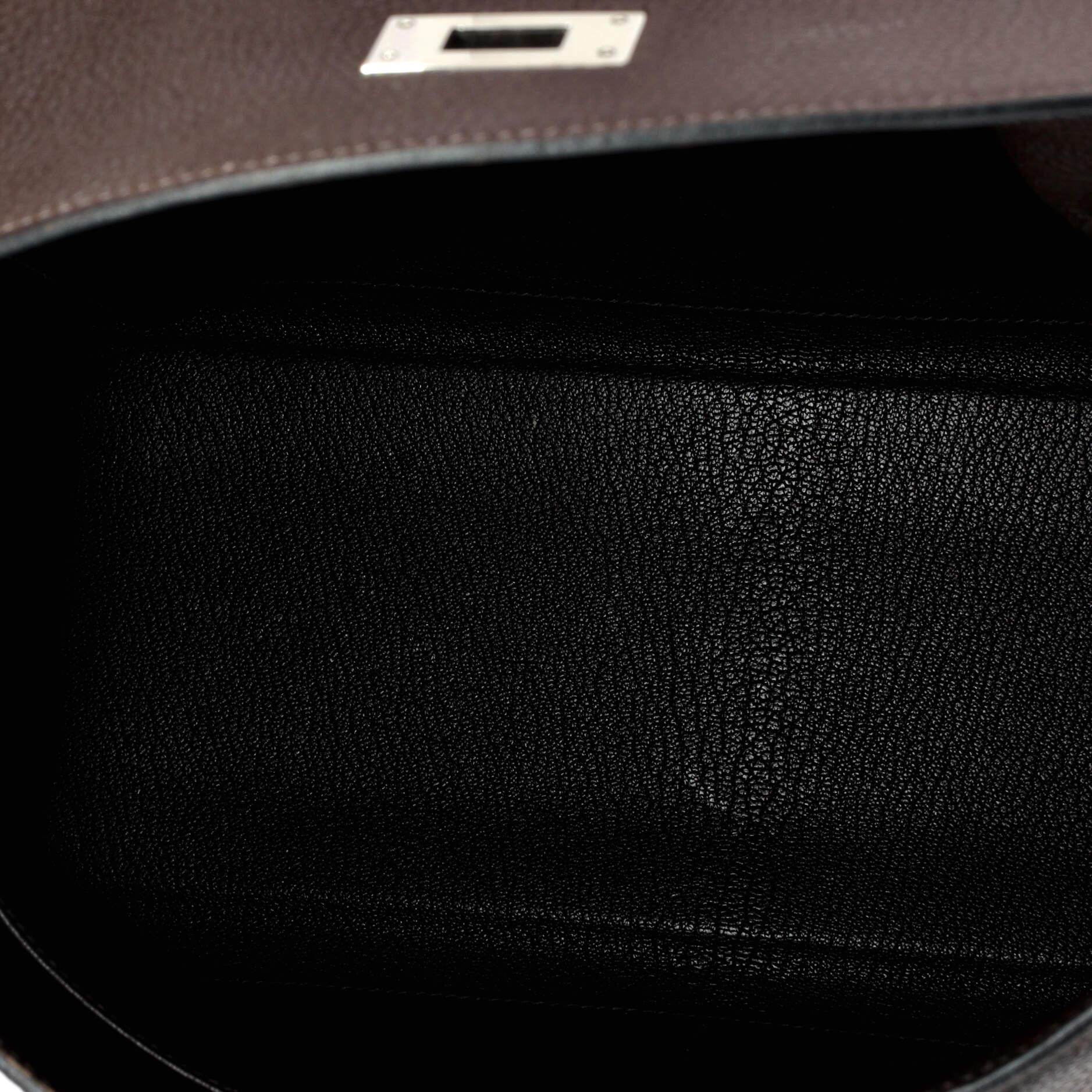 Hermes Kelly Handbag Chocolat Togo with Palladium Hardware 32 1