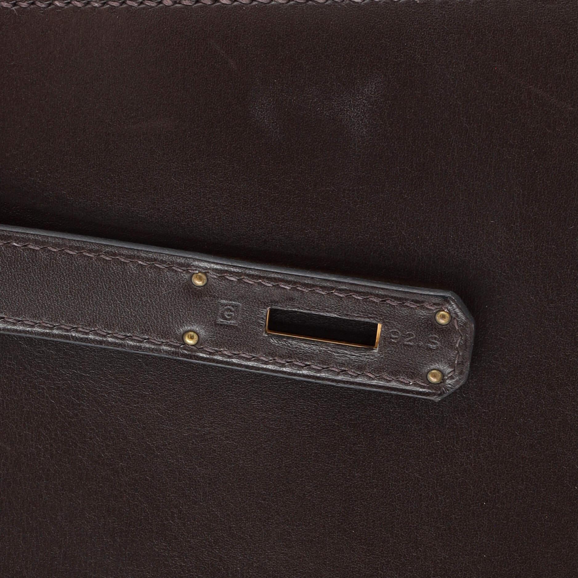 Hermes Kelly Handbag Chocolate Box Calf with Gold Hardware 32 6