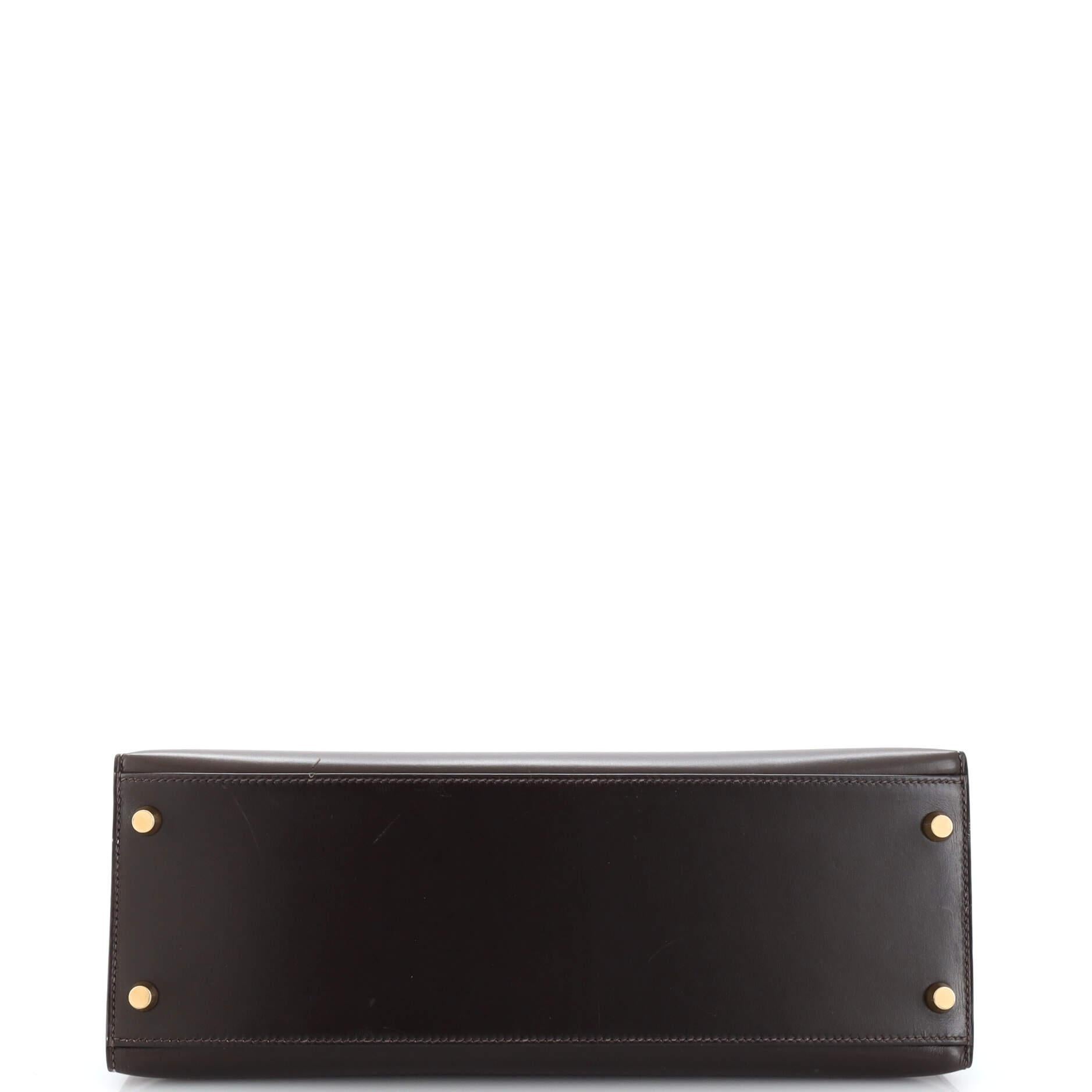Hermes Kelly Handbag Chocolate Box Calf with Gold Hardware 32 1
