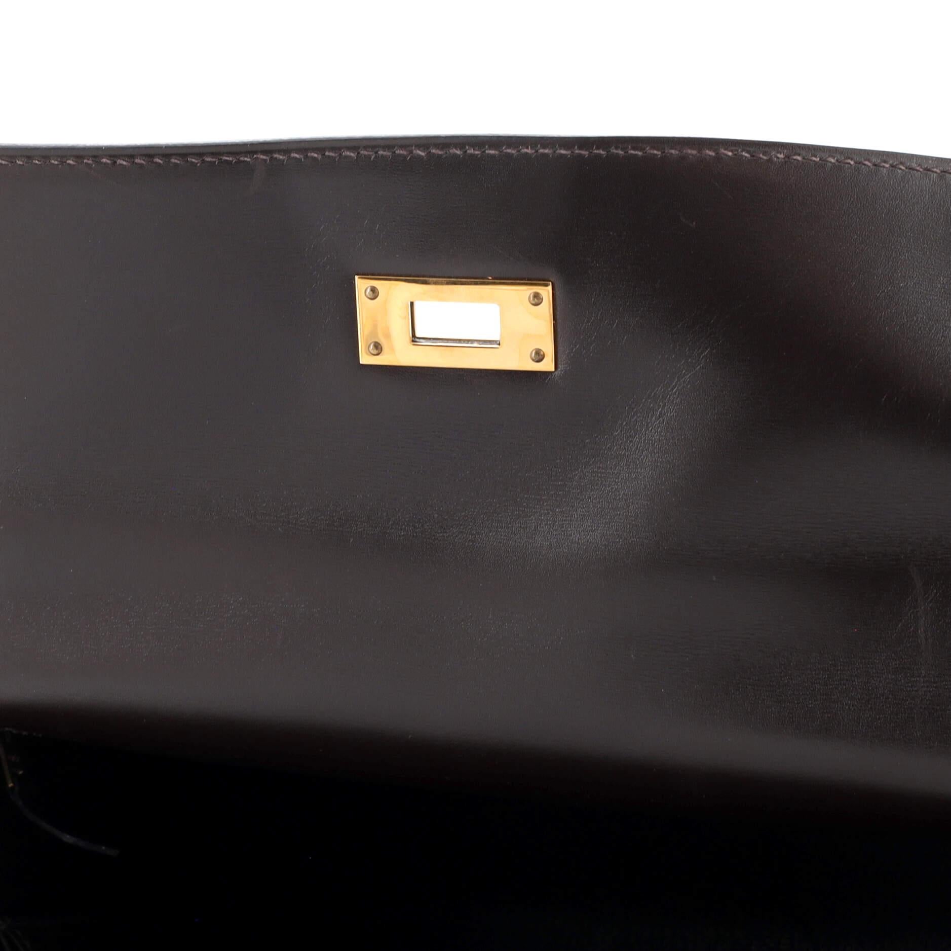 Hermes Kelly Handbag Chocolate Box Calf with Gold Hardware 32 4