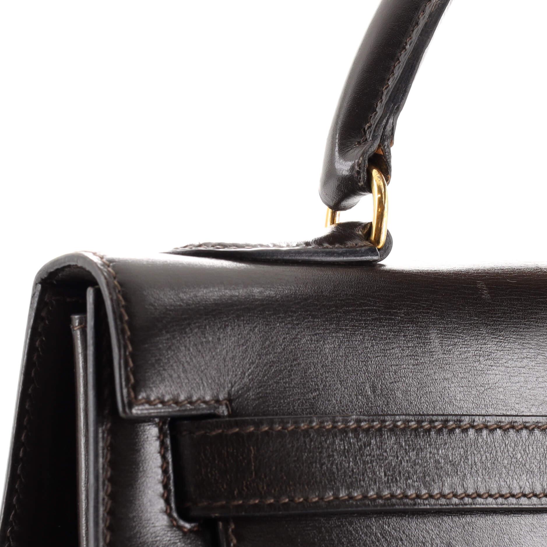 Hermes Kelly Handbag Chocolate Box Calf with Gold Hardware 32 5