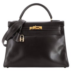 Hermes Kelly Handbag Chocolate Box Calf with Gold Hardware 32