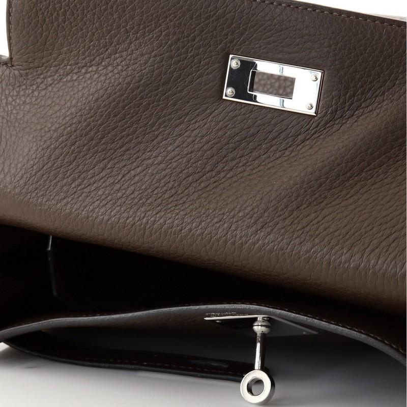 Hermes Kelly Handbag Chocolate Clemence with Palladium Hardware 28 5