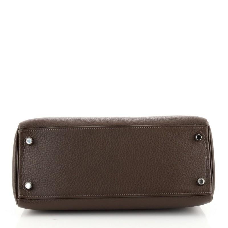 Women's or Men's Hermes Kelly Handbag Chocolate Clemence with Palladium Hardware 28