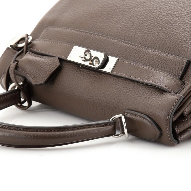 Hermes Kelly Handbag Chocolate Clemence with Palladium Hardware 28 4