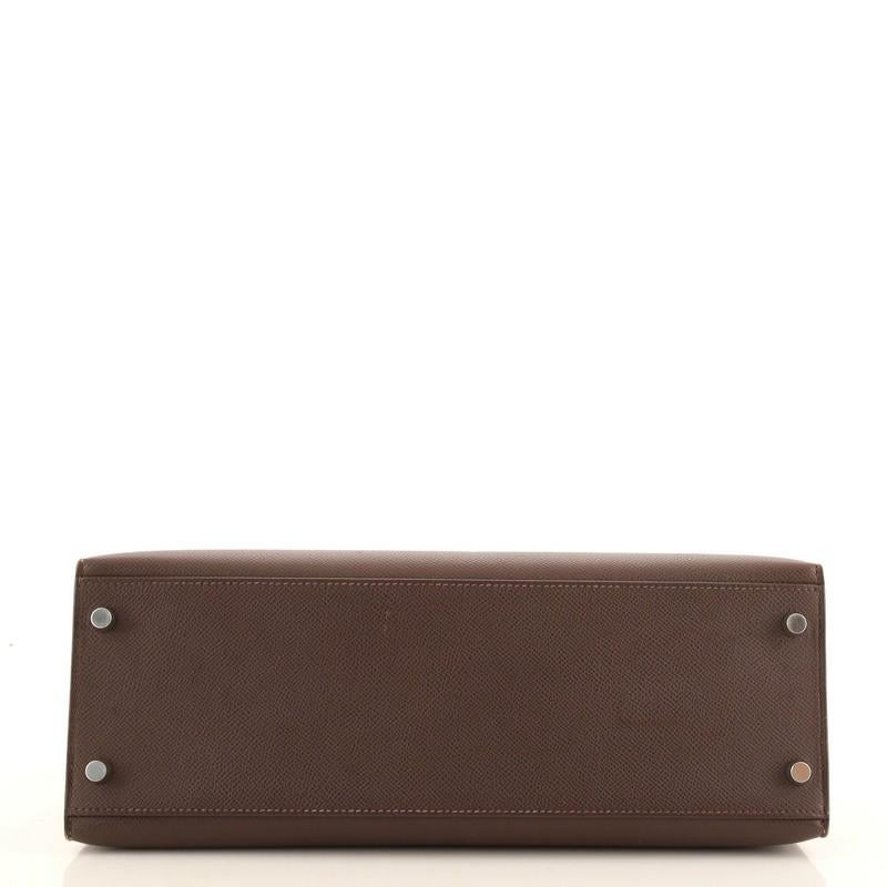 Women's or Men's Hermes Kelly Handbag Chocolate Epsom with Palladium Hardware 32