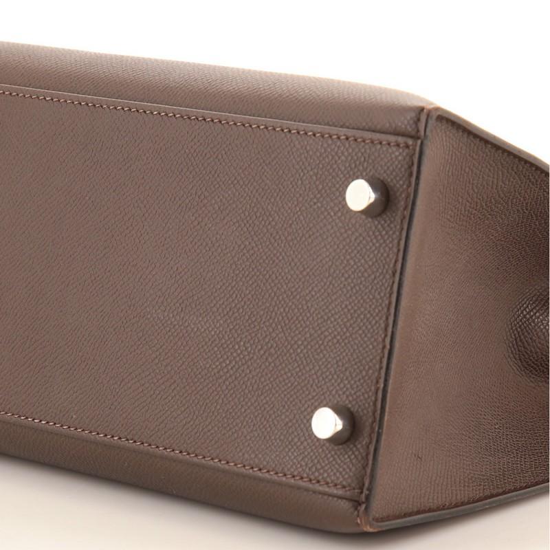 Hermes Kelly Handbag Chocolate Epsom with Palladium Hardware 32 2