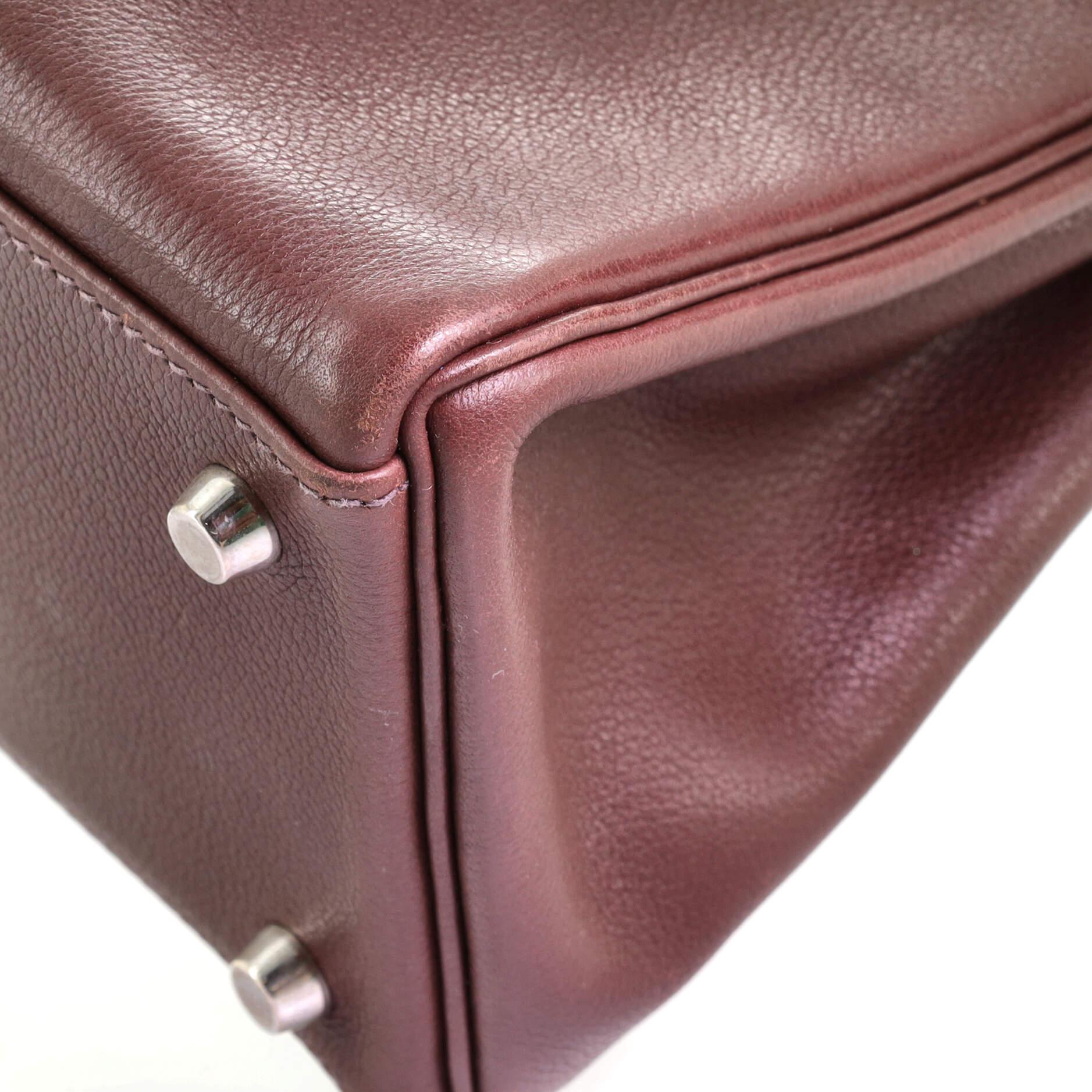 Hermes Kelly Handbag Chocolate Evergrain with Palladium Hardware 32 5