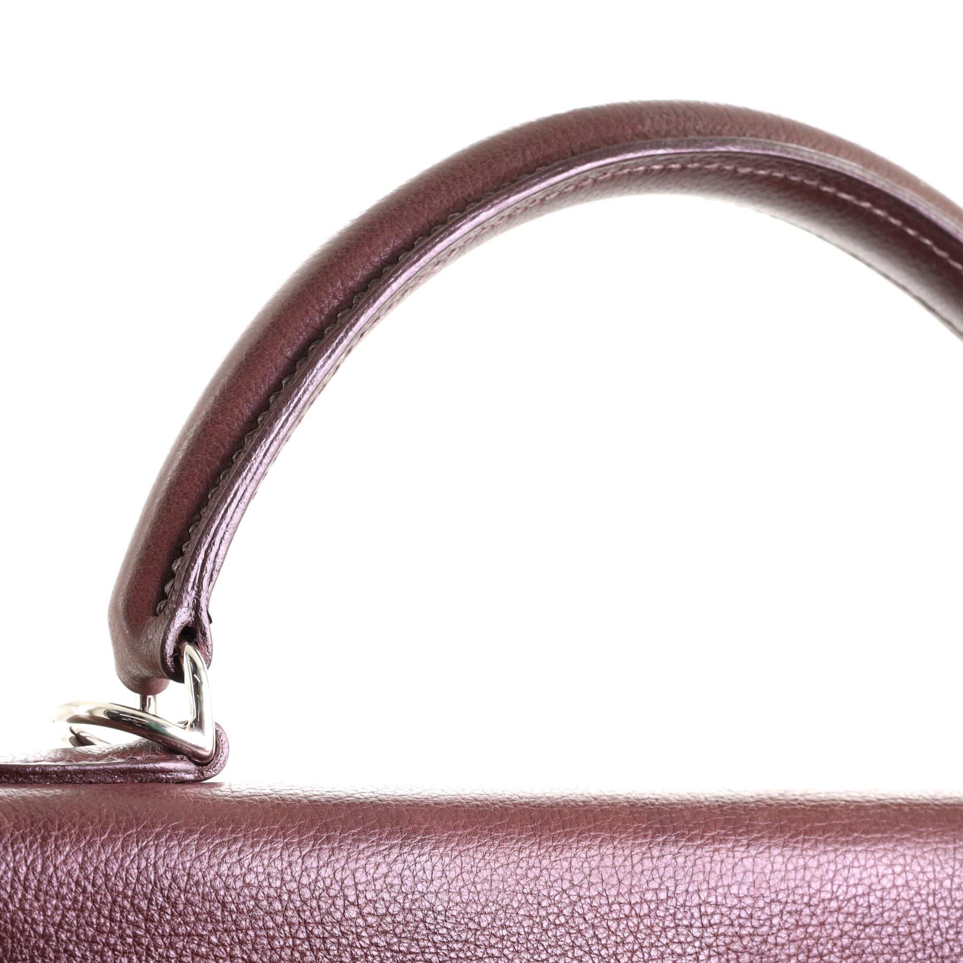 Hermes Kelly Handbag Chocolate Evergrain with Palladium Hardware 32 6