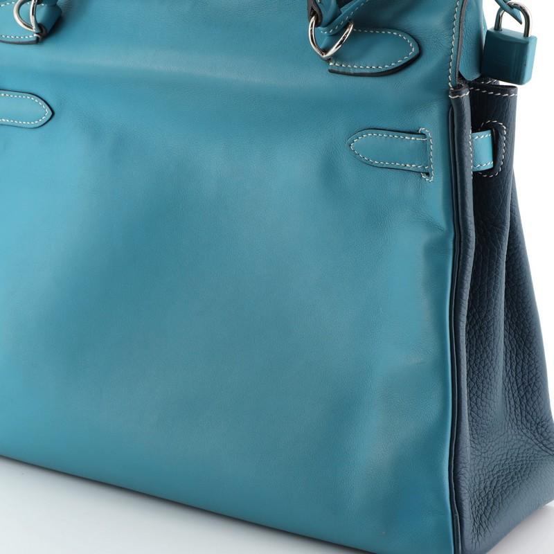 Women's or Men's Hermes Kelly Handbag Cobalt Ostrich and Swift with Clemence and Palladium