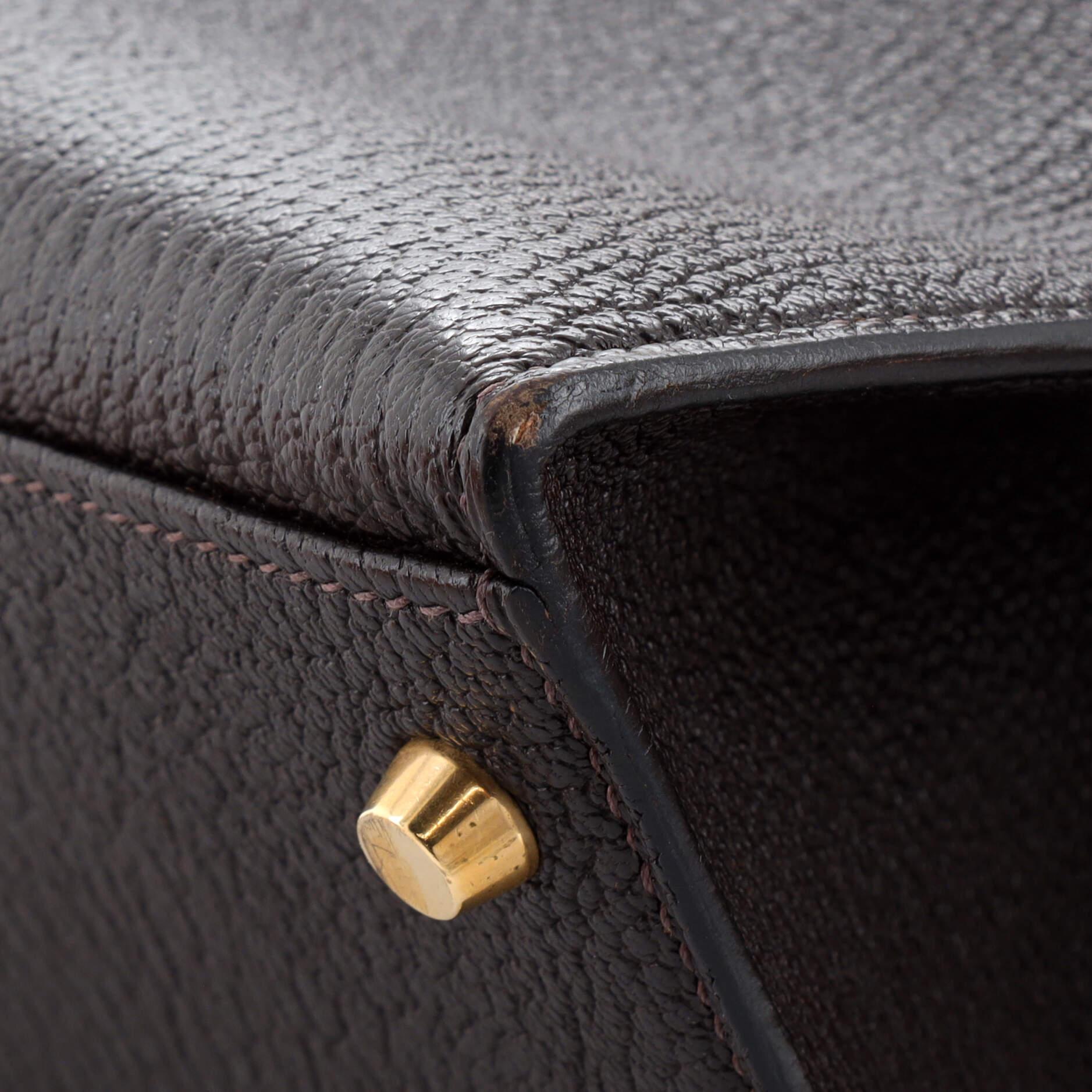 Hermes Kelly Handbag Cocaon Chevre de Coromandel with Gold Hardware 32 For Sale 4