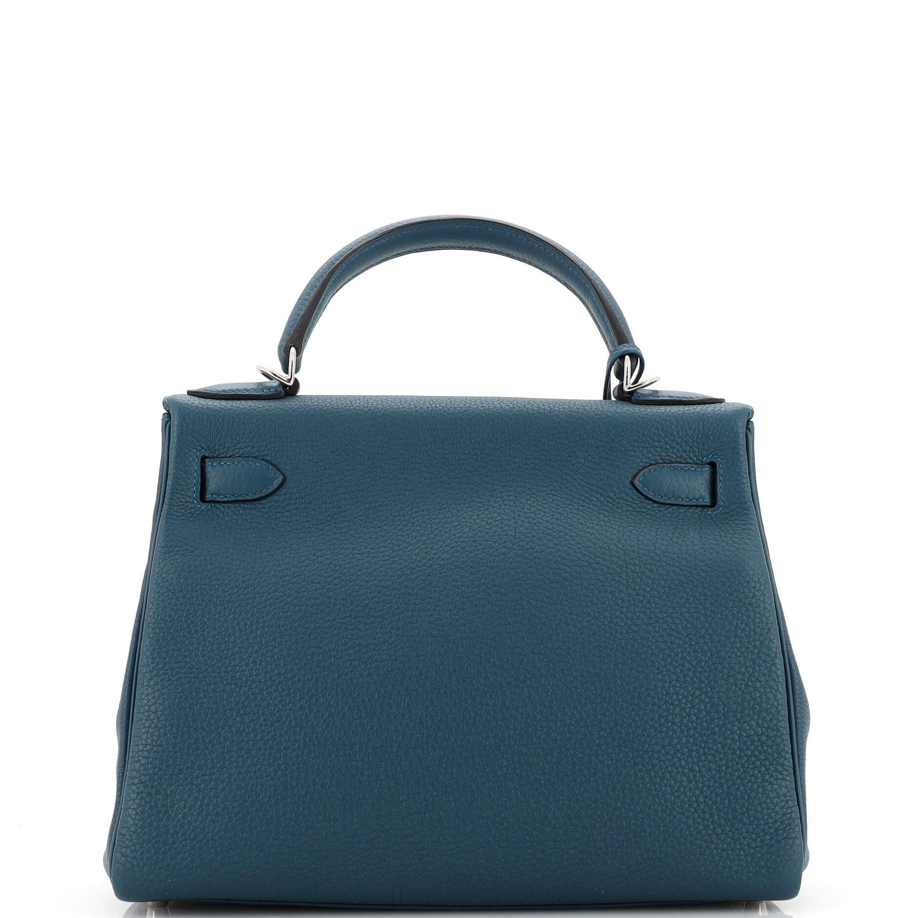 Hermes Kelly Handbag Colvert Togo with Palladium Hardware 28 In Good Condition In NY, NY