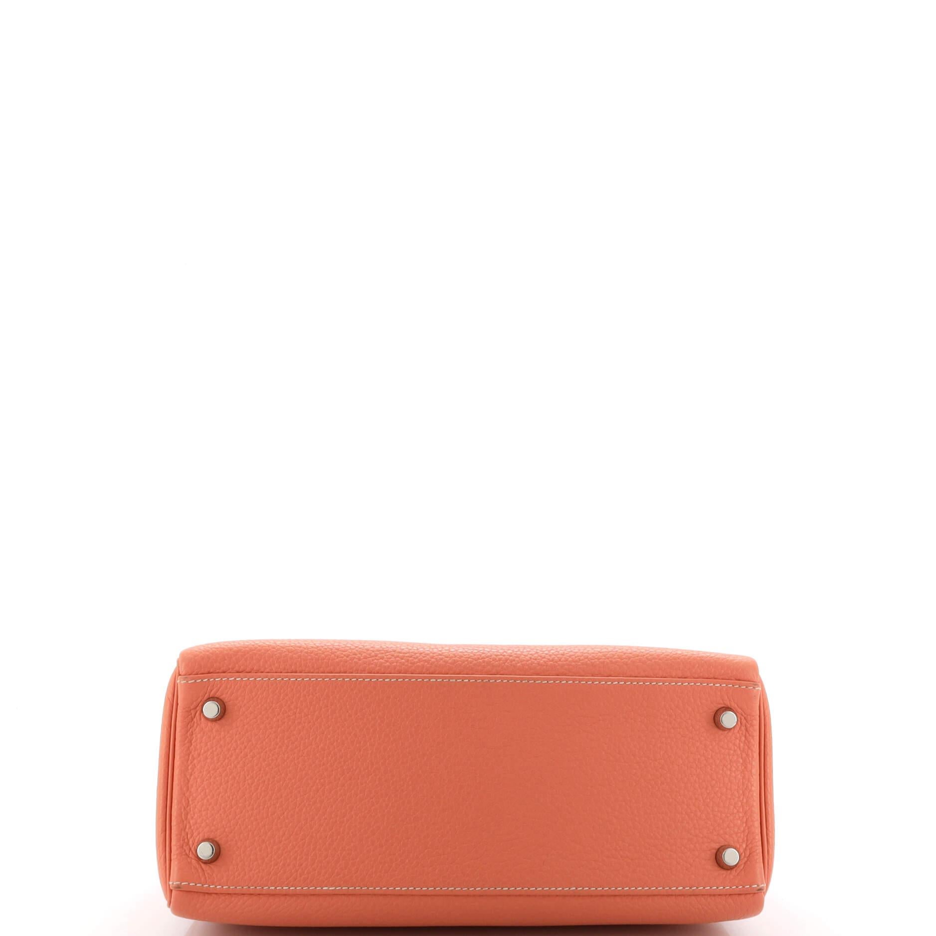 Women's Hermes Kelly Handbag Crevette Clemence with Palladium Hardware 28