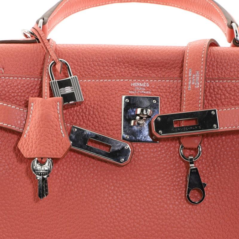 Hermes Kelly Handbag Crevette Clemence with Palladium Hardware 28 1