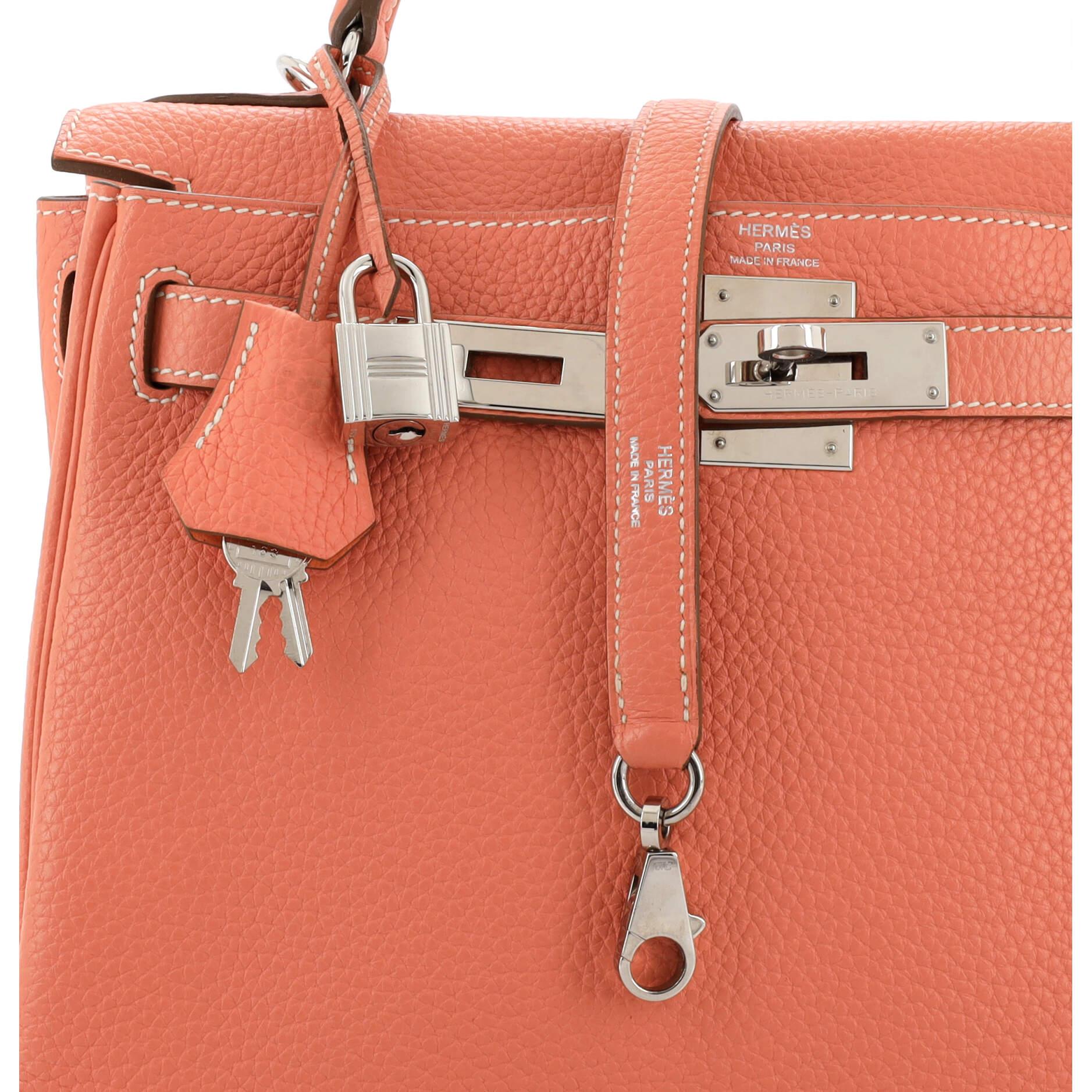 Hermes Kelly Handbag Crevette Clemence with Palladium Hardware 28 2