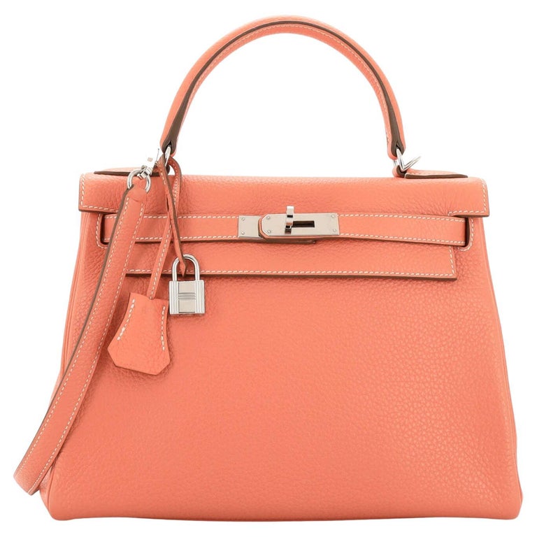 Hermes, Bags, Hermes Market Feu Shoulder Bag C Taurillon Clemence Leather  Orange Shw Used