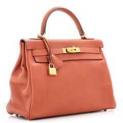 Hermes Kelly Handbag Cuivre Togo with Gold Hardware 32