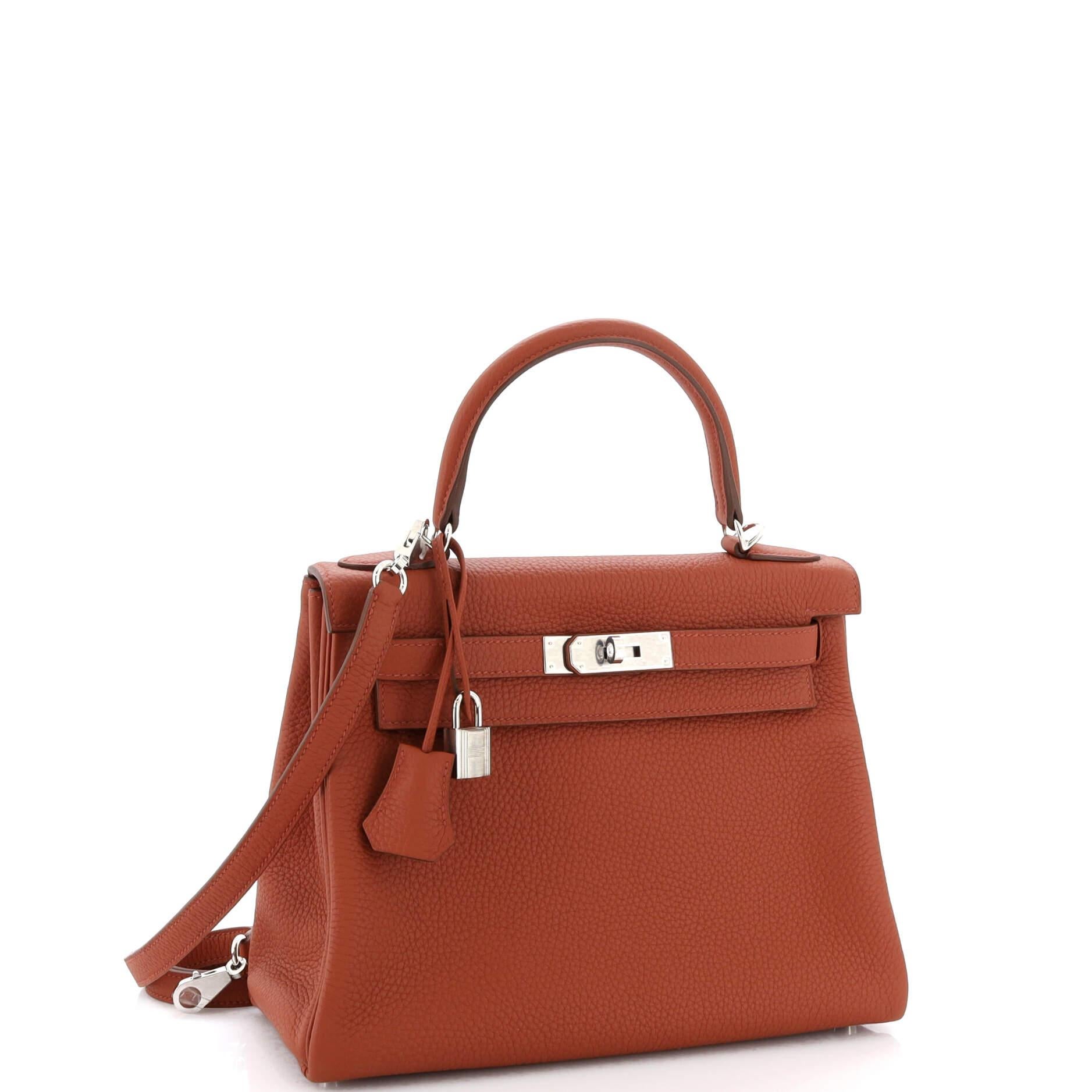 Hermes Kelly Handbag Cuivre Togo with Palladium Hardware 28 In Good Condition In NY, NY