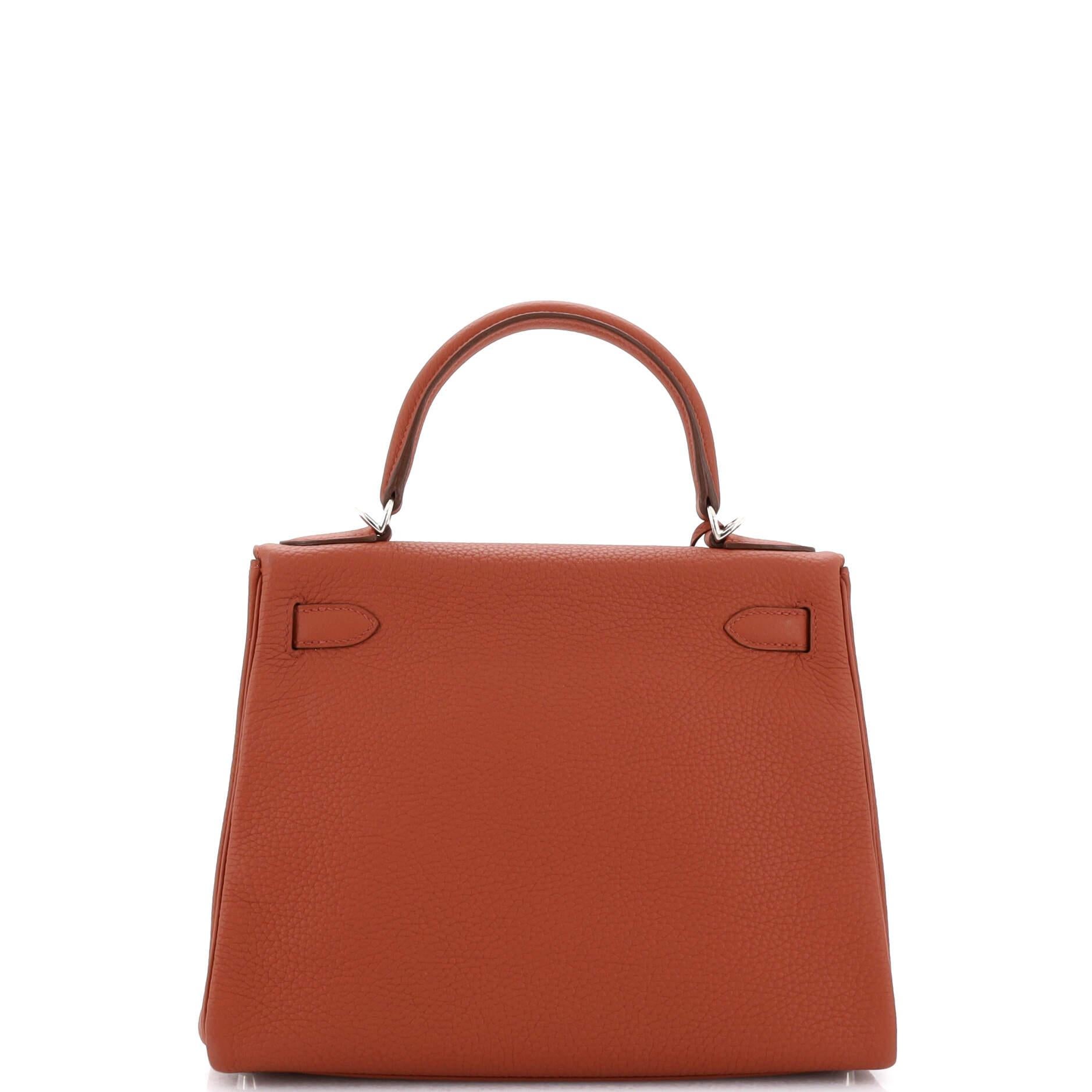 Women's or Men's Hermes Kelly Handbag Cuivre Togo with Palladium Hardware 28