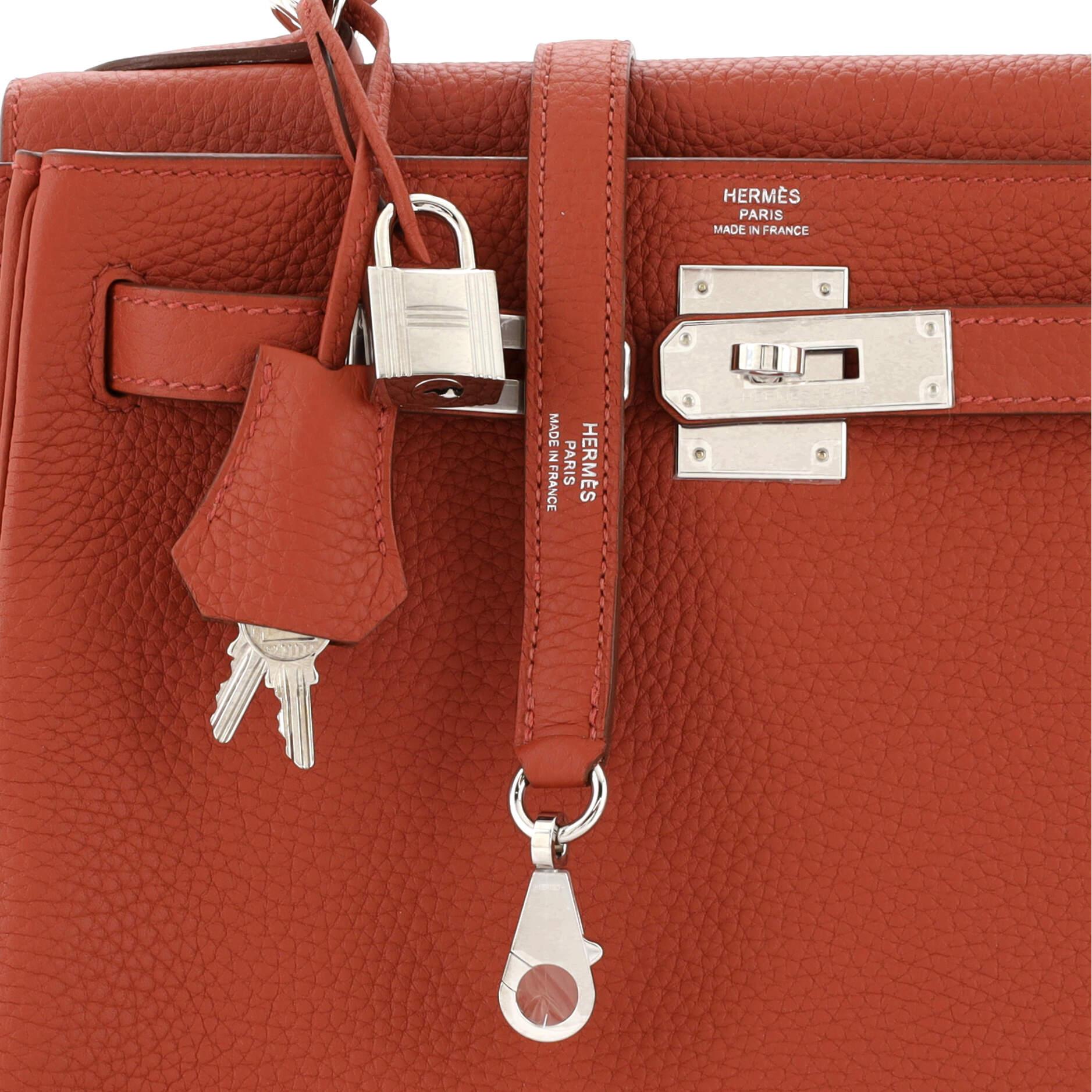 Hermes Kelly Handbag Cuivre Togo with Palladium Hardware 28 3