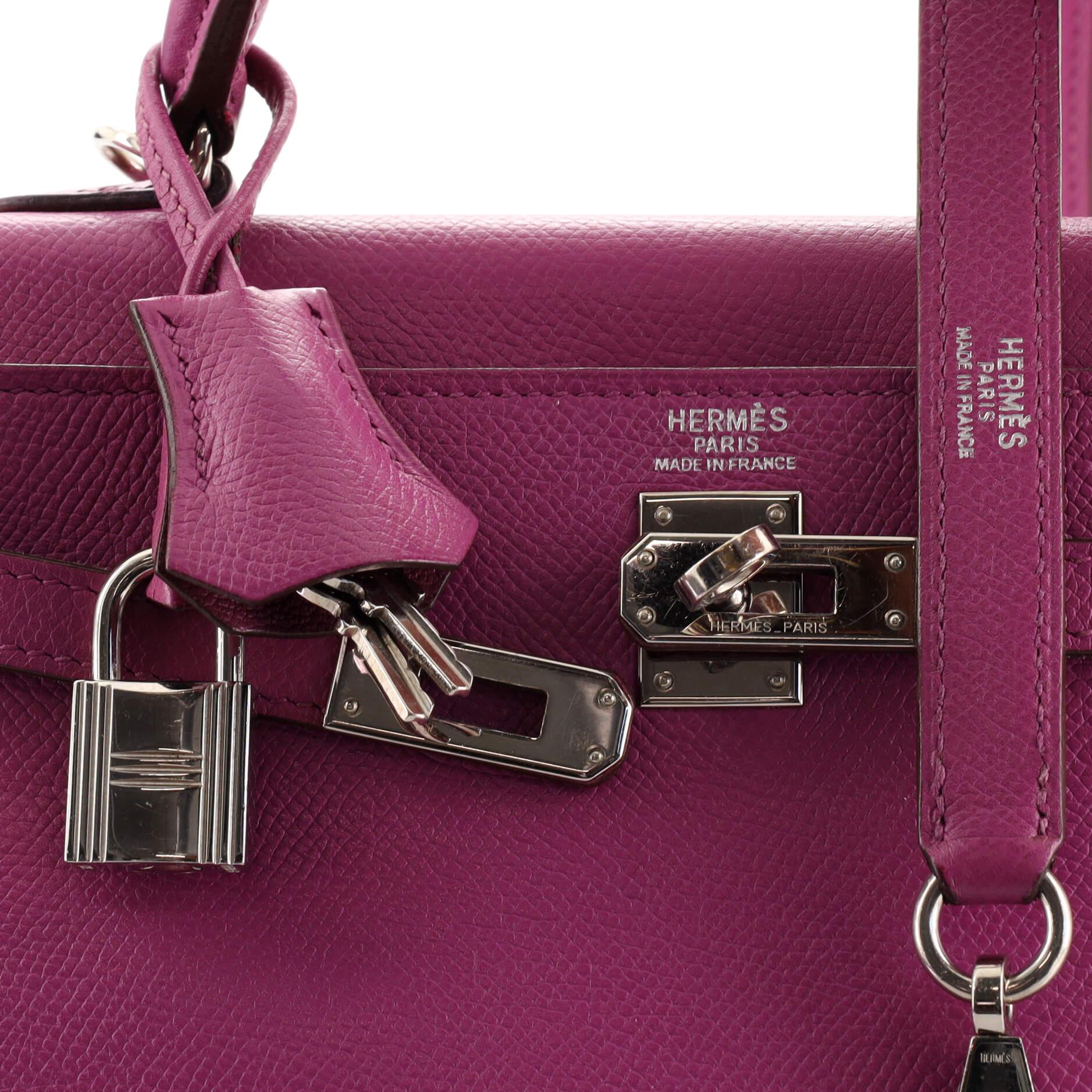 Hermes Kelly Handbag Cyclamen Epsom with Palladium Hardware 25 1