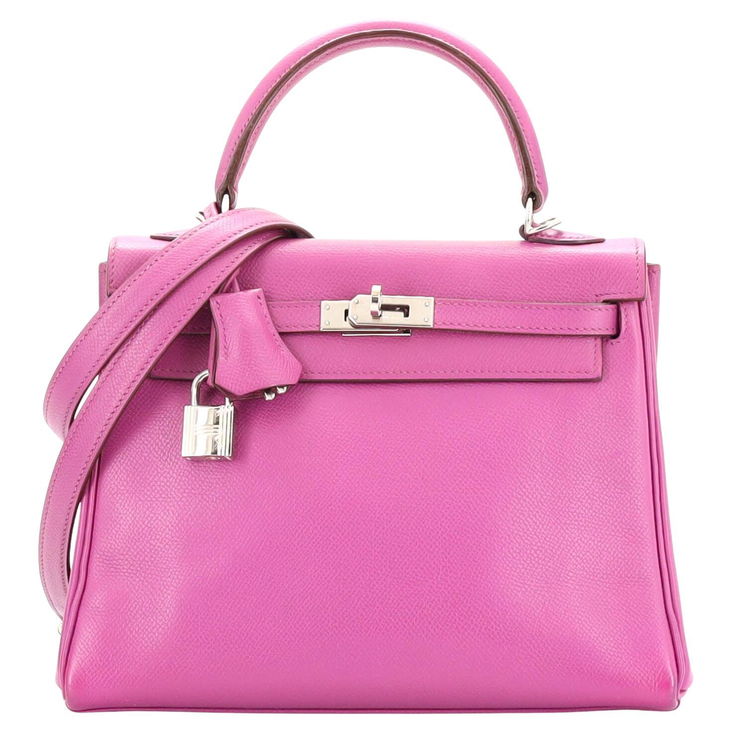 Hermes Kelly Handbag Cyclamen Epsom with Palladium Hardware 25