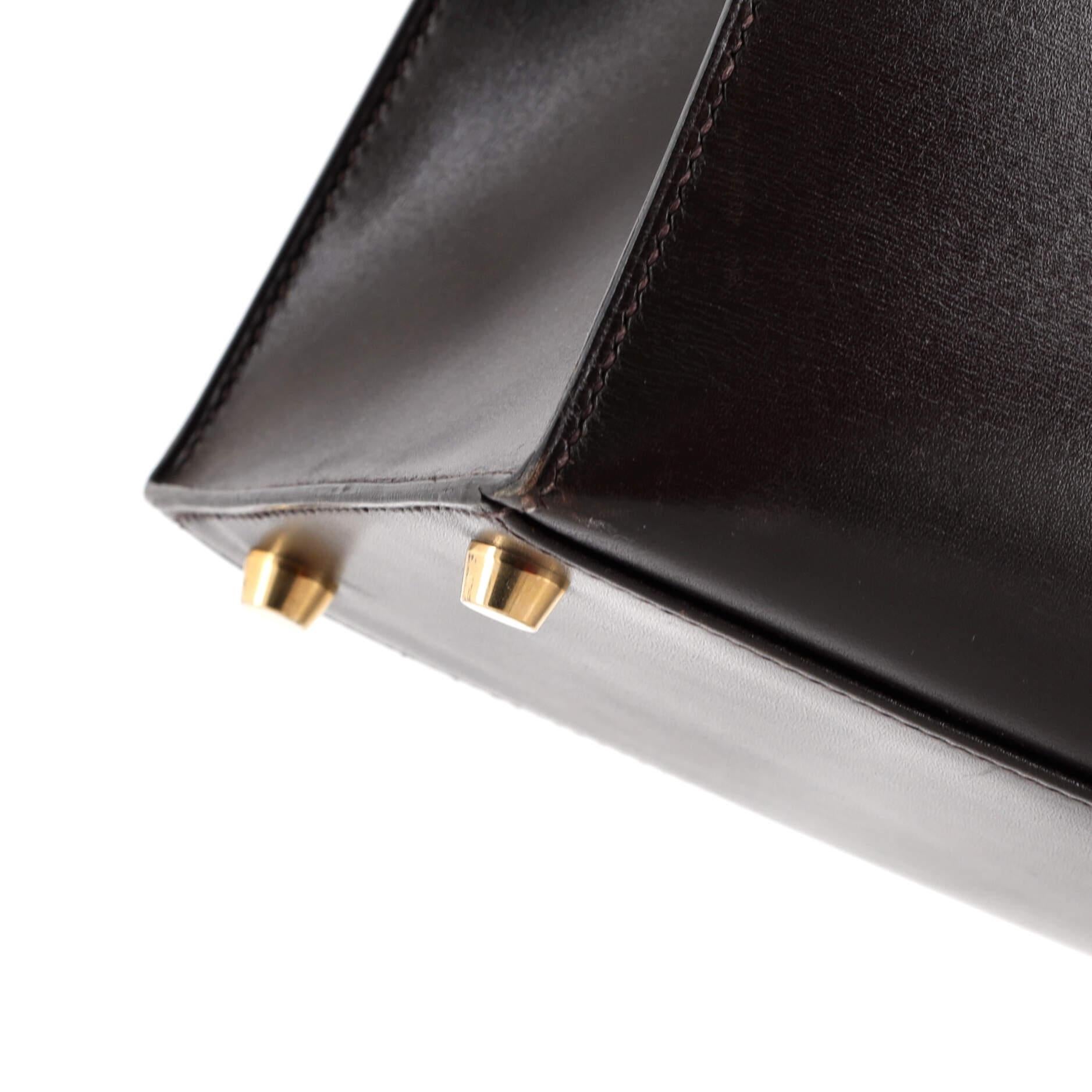 Hermes Kelly Handbag Ebene Box Calf with Gold Hardware 35 3
