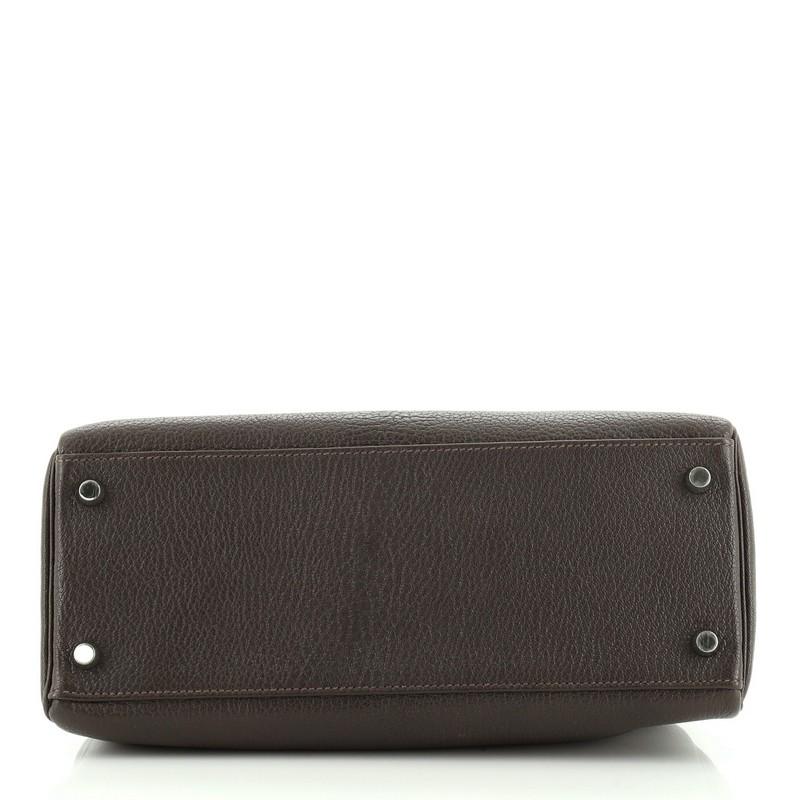 Hermes Kelly Handbag Ebene Chevre de Coromandel with Palladium Hardware 2 In Good Condition In NY, NY