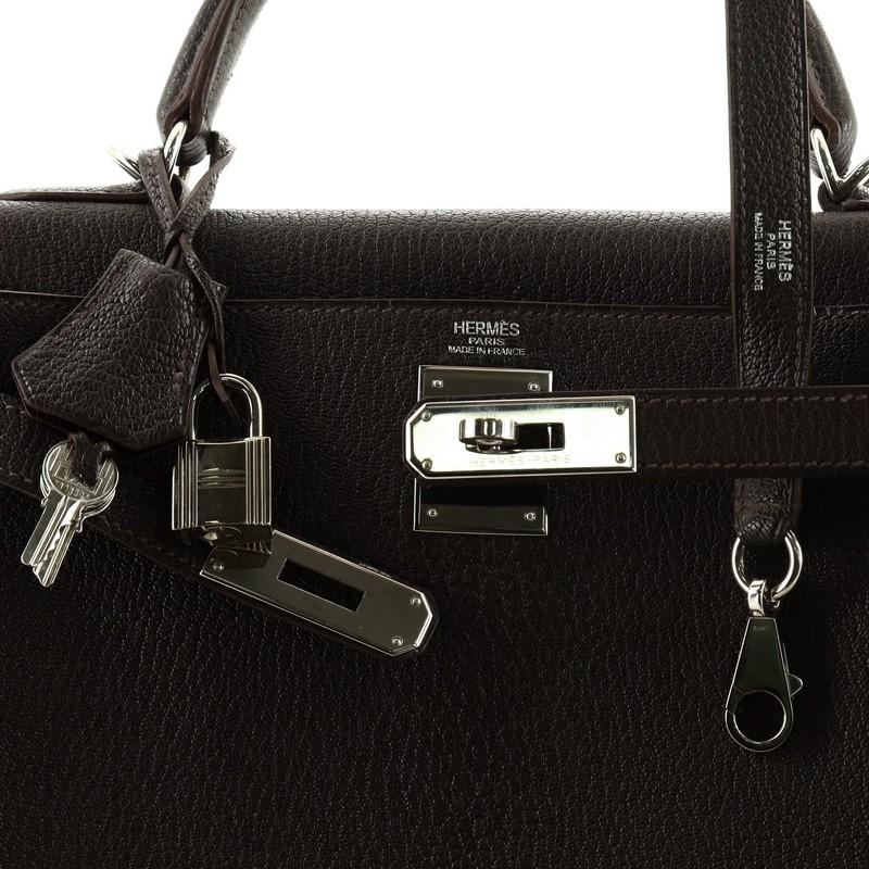 Hermes Kelly Handbag Ebene Chevre de Coromandel with Palladium Hardware 2 1