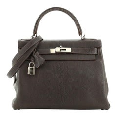 Hermes Kelly Handbag Ebene Chevre de Coromandel with Palladium Hardware 2