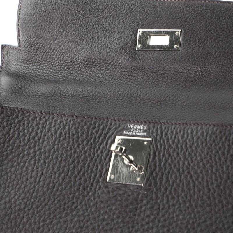 Hermes Kelly Handbag Ebene Clemence with Palladium Hardware 32 2