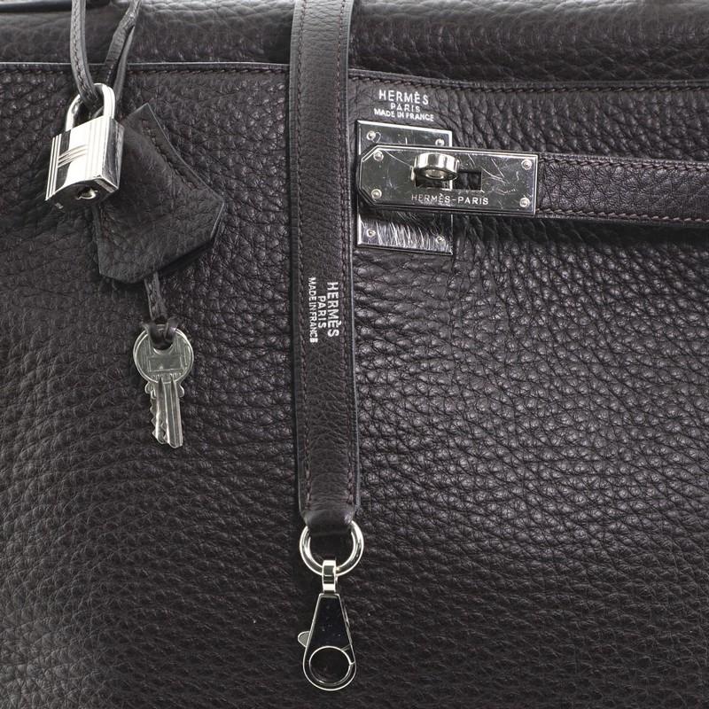 Black Hermes Kelly Handbag Ebene Clemence with Palladium Hardware 32