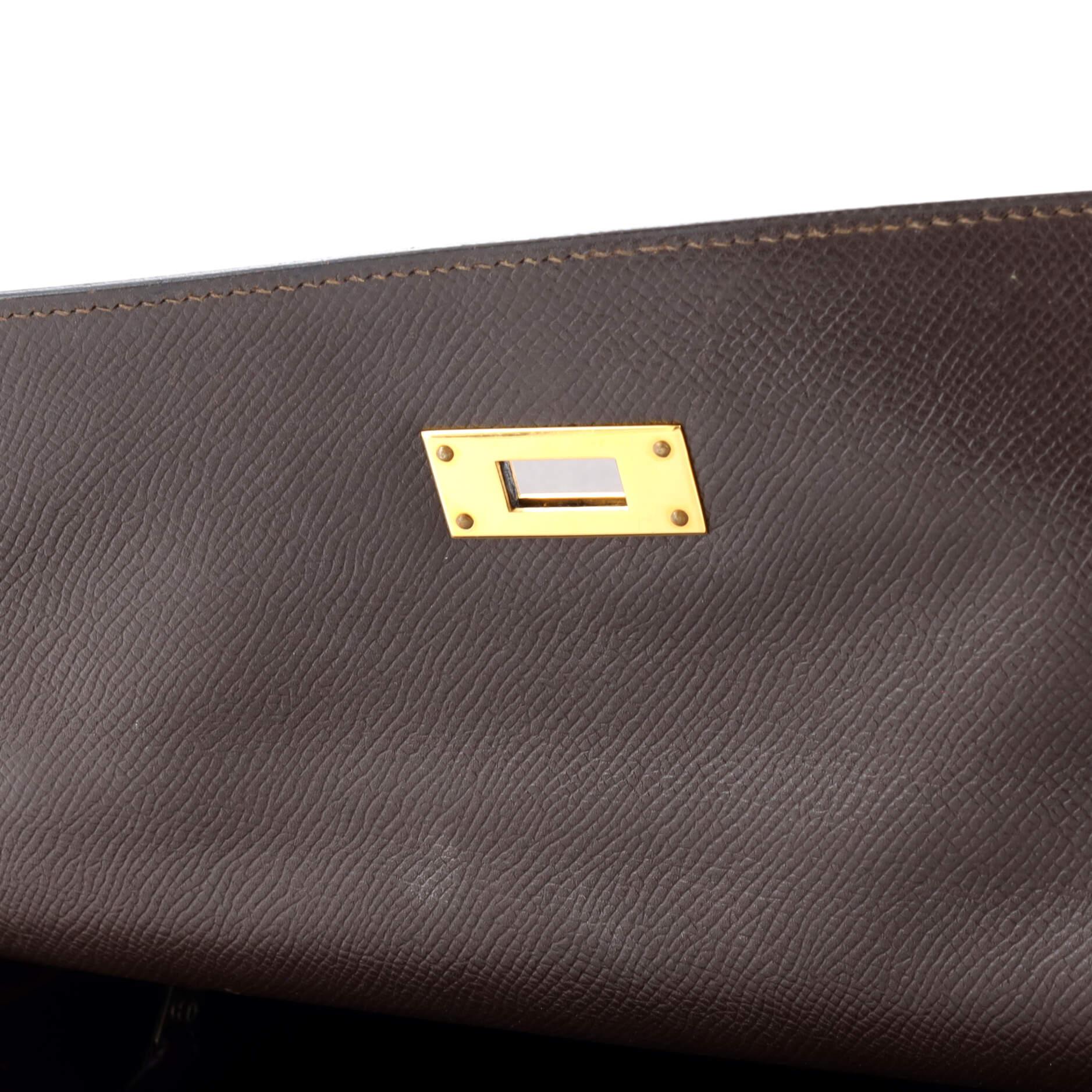 Hermes Kelly Handbag Ebene Courchevel with Gold Hardware 32 4