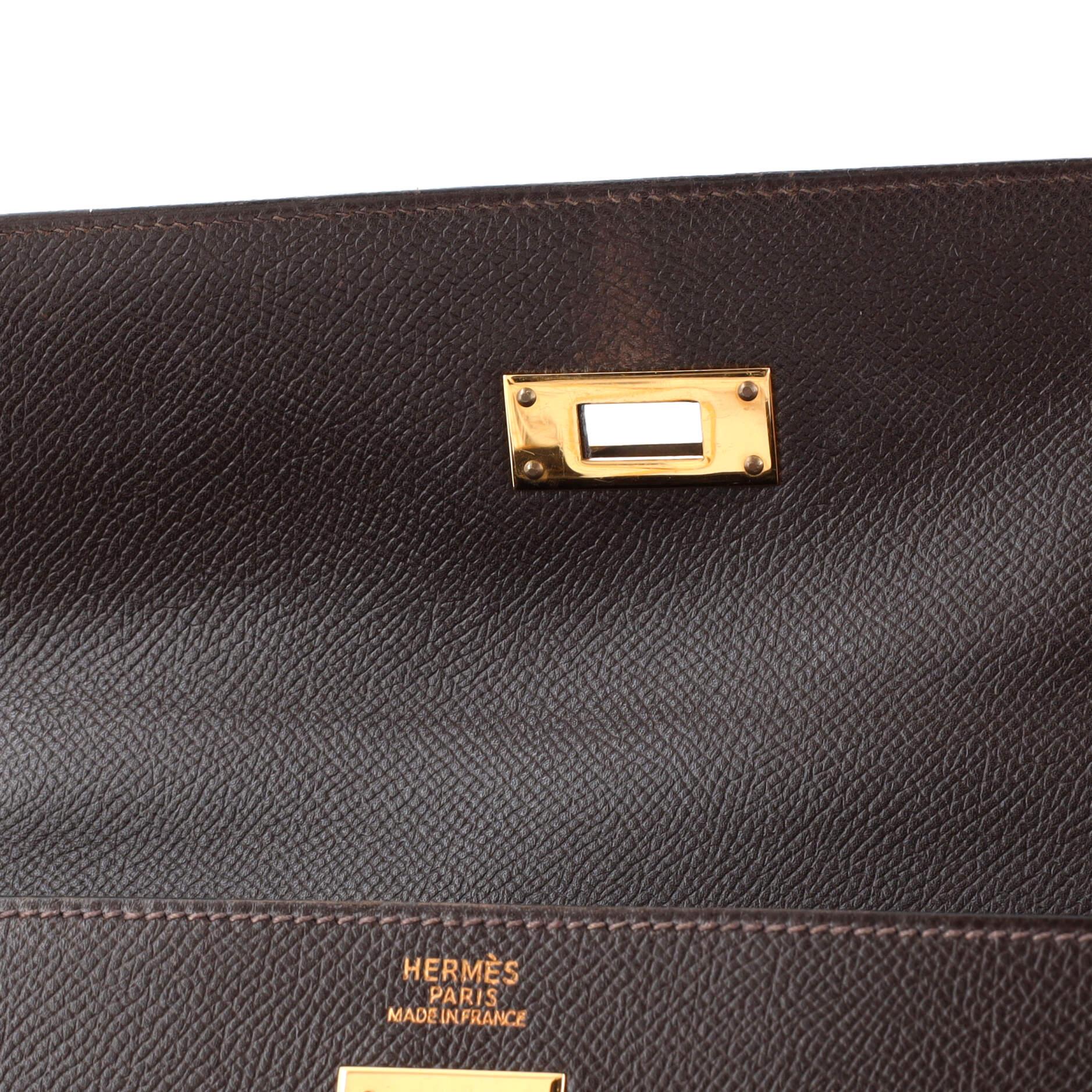 Hermes Kelly Handbag Ebene Courchevel with Gold Hardware 32 4
