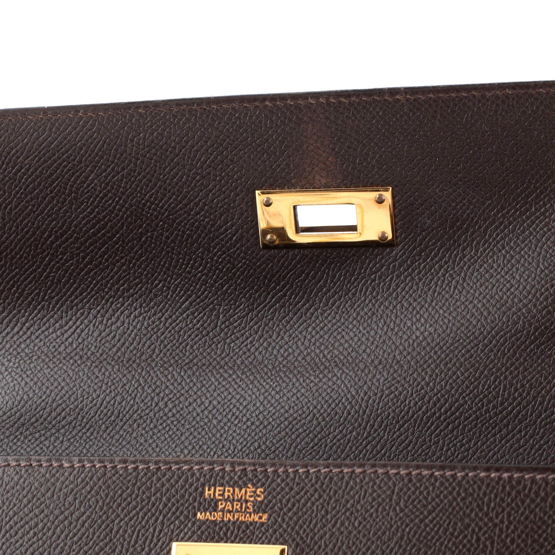 Hermes Kelly Handbag Ebene Courchevel with Gold Hardware 32 4