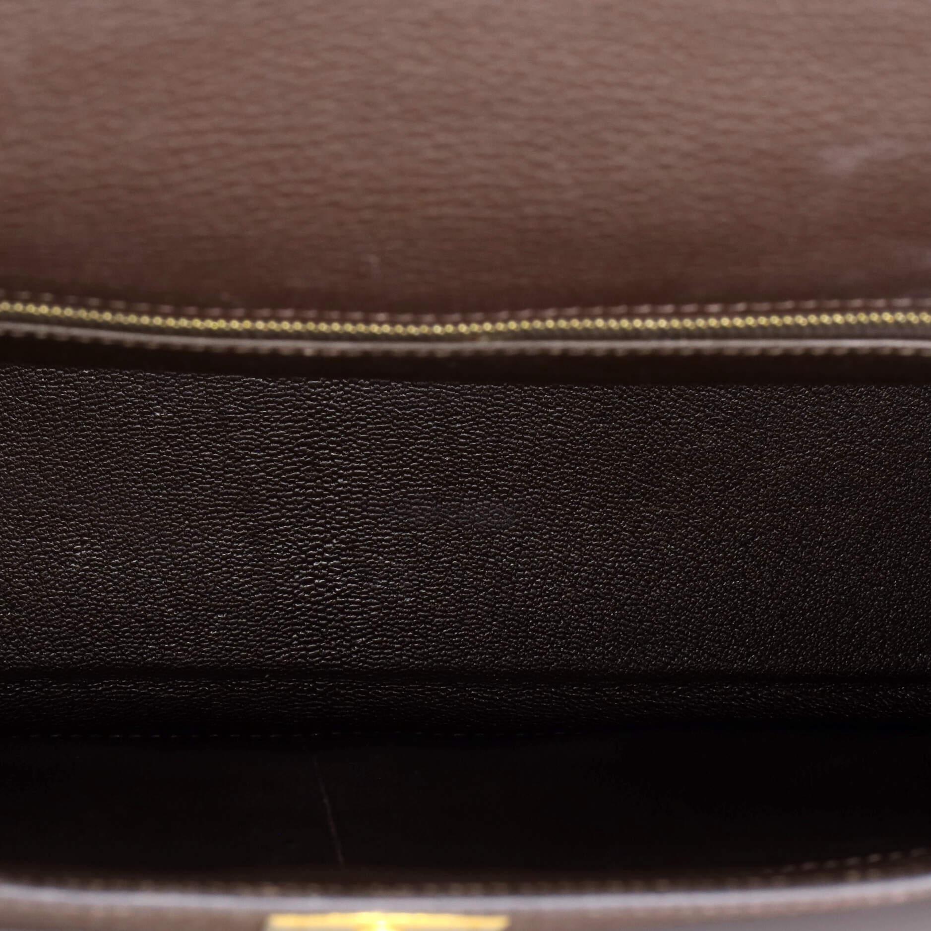 Hermes Kelly Handbag Ebene Fjord with Gold Hardware 35 For Sale 1