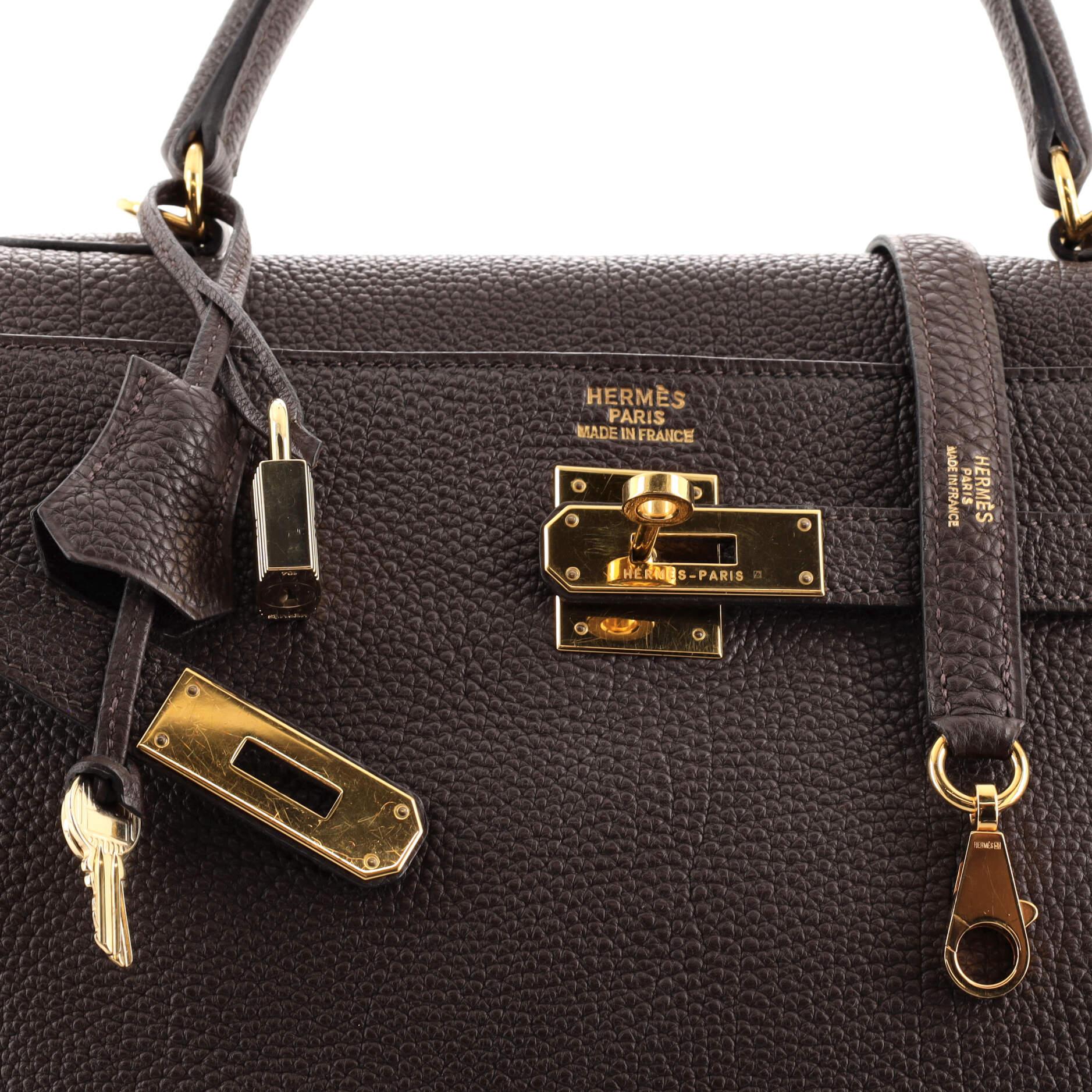 Women's or Men's Hermes Kelly Handbag Ebene Togo with Gold Hardware 35