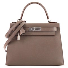 Hermes Kelly Handbag Etain Epsom with Palladium Hardware 28
