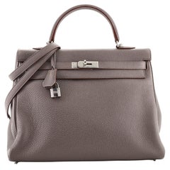 Hermes Kelly Handbag Etain Togo with Palladium Hardware 35