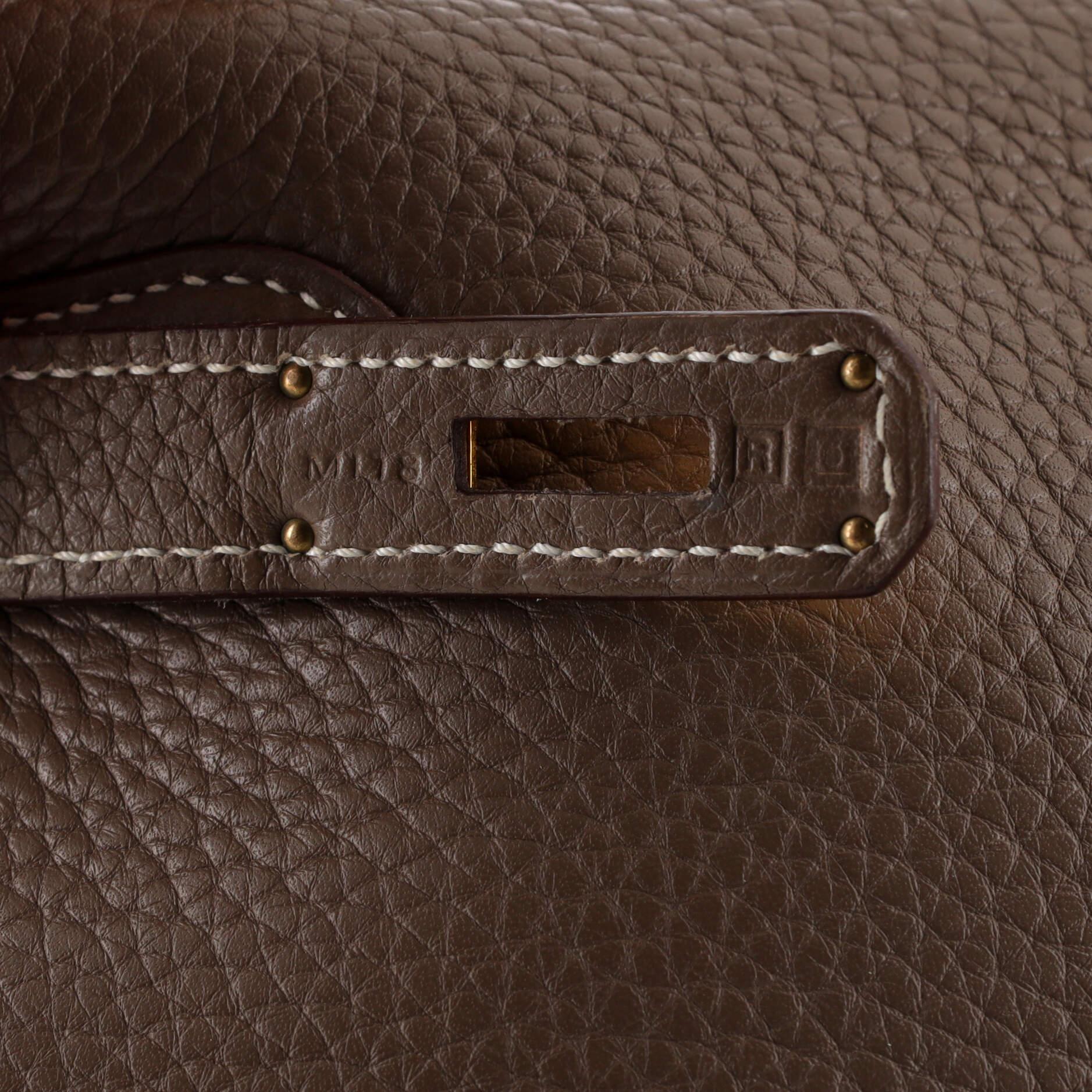Hermes Kelly Handbag Etoupe Clemence with Gold Hardware 28 7