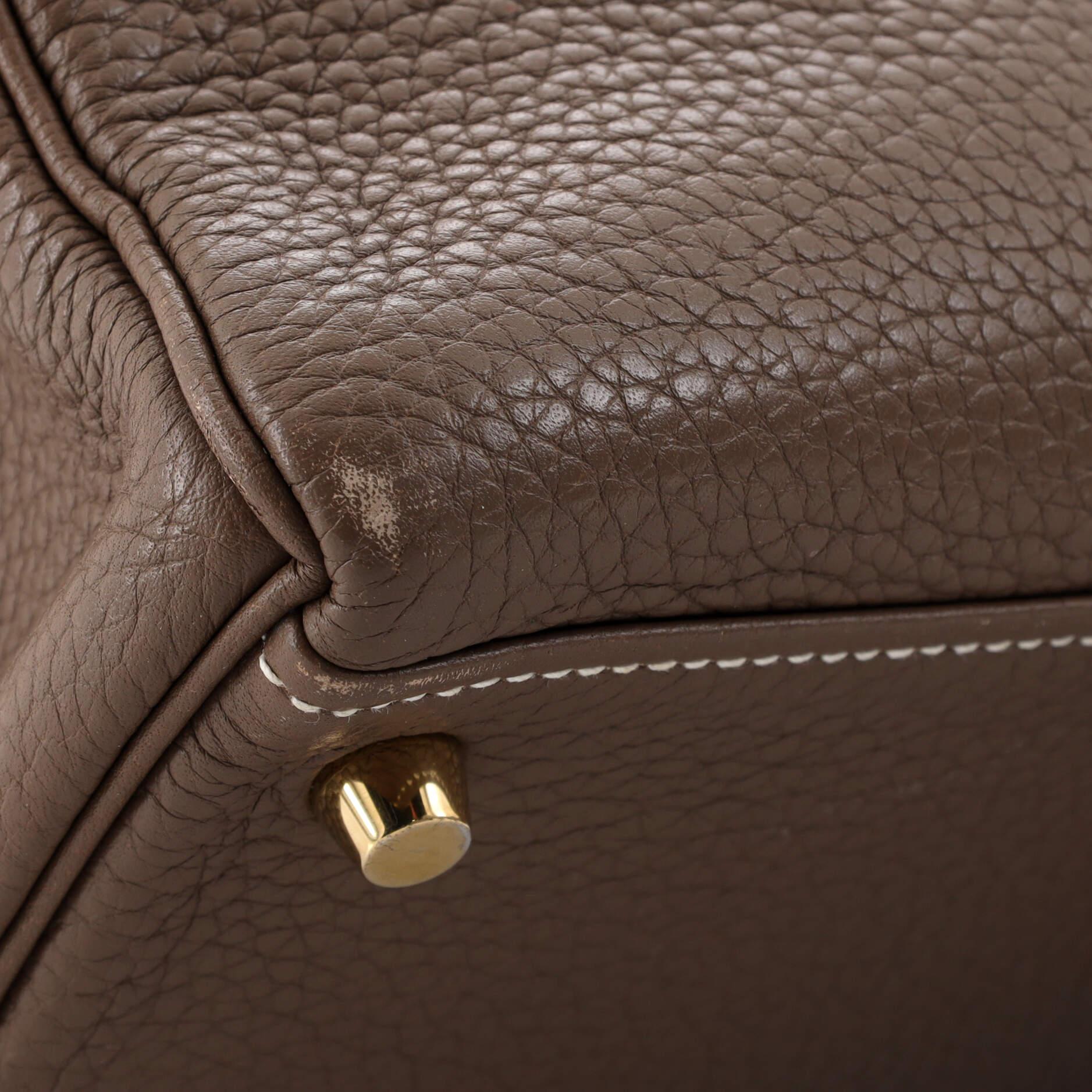 Hermes Kelly Handbag Etoupe Clemence with Gold Hardware 28 2