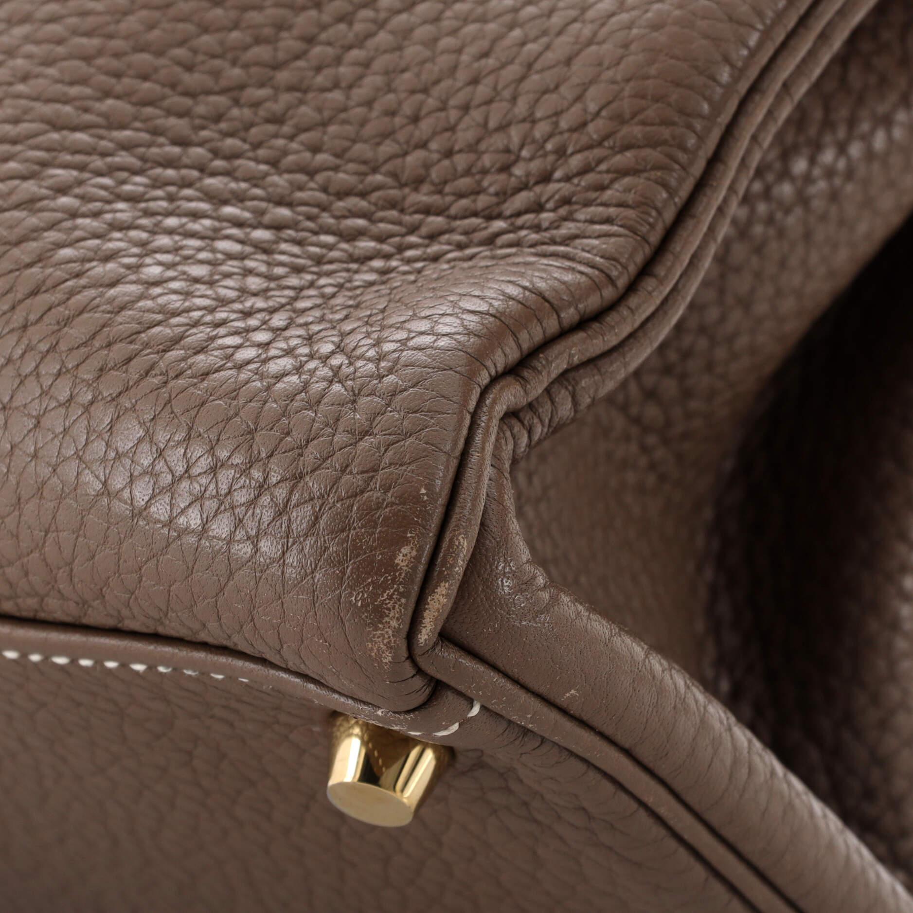 Hermes Kelly Handbag Etoupe Clemence with Gold Hardware 28 3