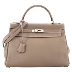 Hermes Kelly Handbag Etoupe Togo with Palladium Hardware 32
