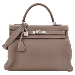 Hermes Kelly Handbag Etoupe Togo with Palladium Hardware 32