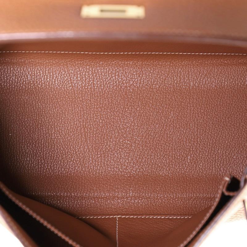 Brown Hermes Kelly Handbag Etrusque Clemence with Gold Hardware 28